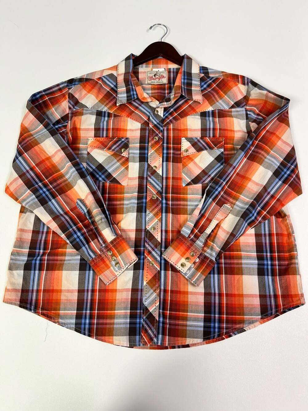 Wrangler American Cowboys Plaid Western Snap Shirt size 2x 0027